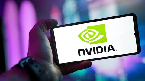 Nvidia corporate headquarters signage and logo displayed on building exterior.